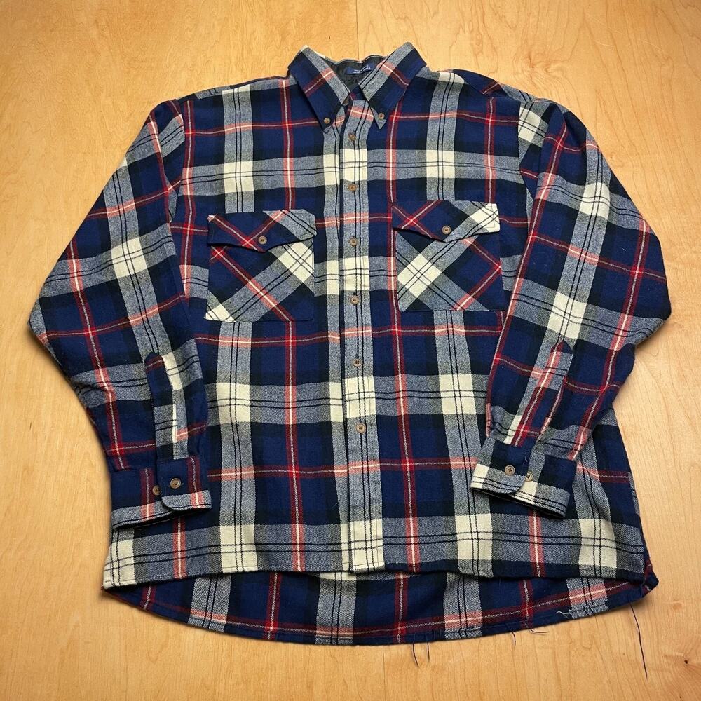 Vintage Saville Row Large Multicolor Plaid Long Sleeve Button Collared Shirt